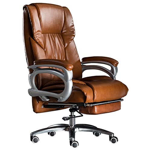 Reclining Office Chair with Footrest Big Tall Leather Adjustable Tilt Angle and Height High Back Home Desk Task Executive Chair