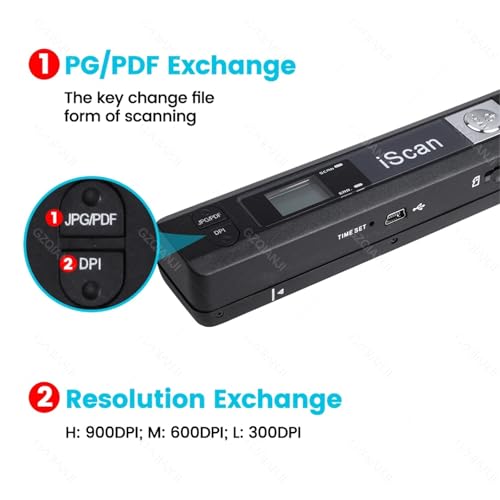 IScan Portable Scanner Mini Handheld Document A4 Book for JPG and PDF Format 300/600/900 DPI