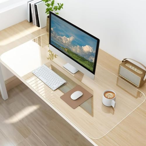 AHWEKR Clear Table Cover Protector 24in x 48in,3mm Thick Plastic Table Cover Rectangle,PVC Clear Table Protector,Desk Protector Mat for Kitchen, Dresser, Writing Desk，Dining Room Table