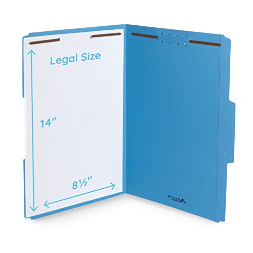 Blue Summit Supplies 50 Fastener File Folders, Legal, Heavy Duty, Blue