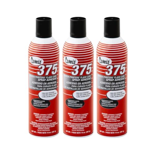 Camie Screen Printers Flash Cure Spray Adhesive - 13 oz. can, 3 Count, Red