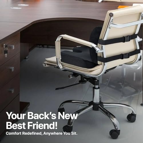 Platinum-Level Comfortable Ergonomic Memory Foam Lumbar & Seat Cushion Back,Tailbone Pain Relief
