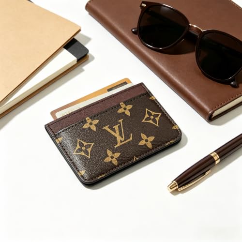 Brown Coated Canvas Card Holder Slim Wallet With 3 Card Slots Daily Business Card Organizer Slim Lightweight Card Holder Fine Stitching Portable For Pocket Or Bag For Daily Card Storage