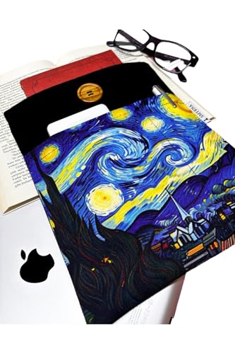 Book Cover/Book Bag - Starry Night Van Gogh Design, Black - Protective Sleeve for Novels and E-Readers