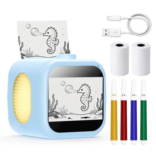 AI Touchscreen Sticker Printer Mini Inkless Thermal Printer Voice Control Instant Print WiFi Connect DIY Journal Notes for Teens Students Portable Educational Creative Christmas Birthday Gifts.