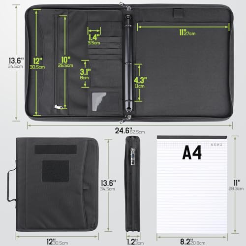 Livans Portfolio Padfolio Binder with Detachable 3-Ring Planner & A4 Paper