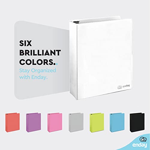 1.5 Inch Binders 3 Ring, White 1 ½ Inch Round Ring Binder with Clear View Cover & 2 Inside Pockets, School Supplies Binders (24 PC) – by Enday