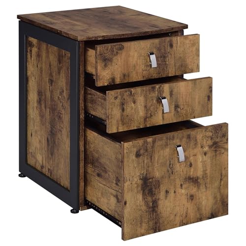 LOONGYOON 3 Drawer Wood Vertical File Cabinet for Office Home School Versatile Filing Organization Storage Cabinets Under Desk Office for Letter Size Printer Stand Assembly Required Antique Nutmeg