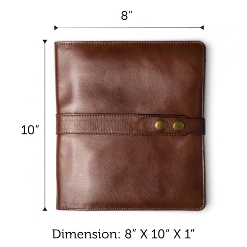 Planner Pad Spiral Bound Personal Size Cover, Fits 6 ¾” x 8 ½” Size Planner Pad Planner Only, Natural Cowhide Leather, Brown