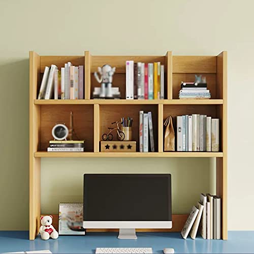 Bookcase Desktop Bookshelf Organizer Wood Countertop Bookcase Storage Display Rack Office Supplies Desk Organizer Desk Organizer Literature Photo Display Rack, Light Brown Modern(L80xD20xH80cm)
