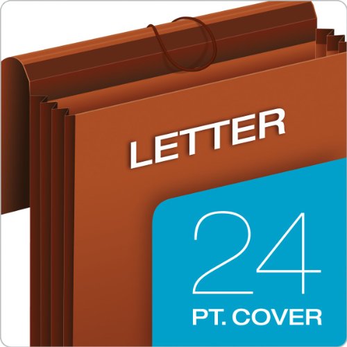 Pendaflex File Wallets, Heavy Duty, 5-Pack, Letter Size, Extra Wide, 7" Expansion, Brown, Elastic Cord Closure, Reinforced Covers for Secure Home Office Document Storage