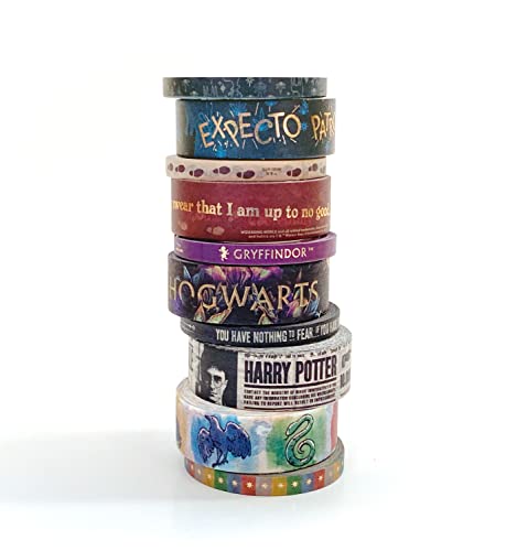 Paper House Productions Harry Potter Foil Accent 10 Piece Washi Tape Pack with 5 15mm Rolls and 5 5mm Rolls - Bold & Bright