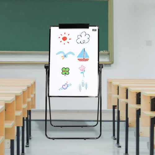 SHONFYVS 40x28 Rolling Whiteboard Double Sided Magnetic Mobile Easel Stand