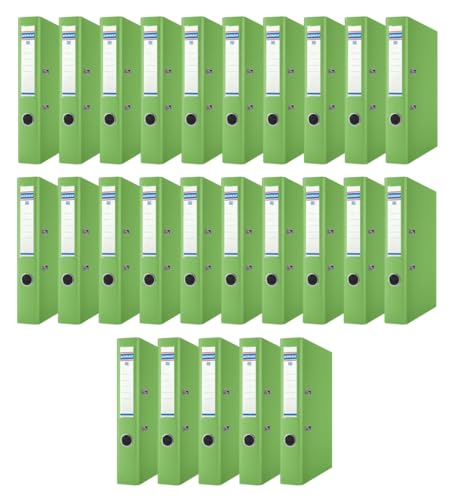 Donau Master Folder Slim Pack of 25 DIN A4 5 cm 25 Pieces Light Green Plastic Cover PP Carton Paper Slotted Folder Ring Binder Green Dot