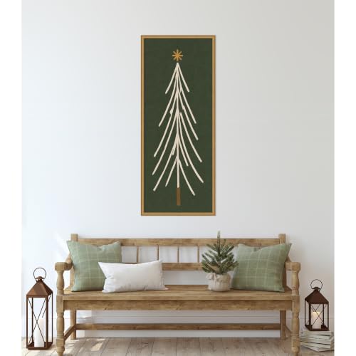 Kate and Laurel Framed Fabric Pinboard, 17x41 Christmas Tree Panel Design