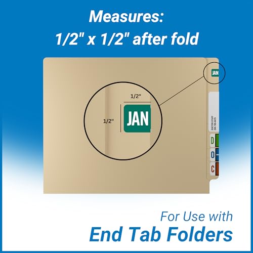 Doctor Stuff - File Folder Month Labels, Complete Set of January - December, Tab Products - TMLV Series Stickers, 1/2" x 1", 1 Each of 12 Rolls, 500/Roll
