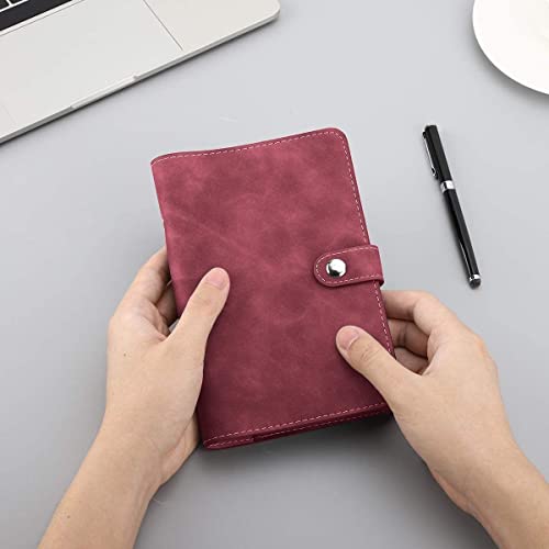 QERTYHKK A6 Notebook Budget Binder, Mini PU Leather Money Organizer with 12 PCS Clear Plastic Zippered Cash Envelopes Pockets & Label