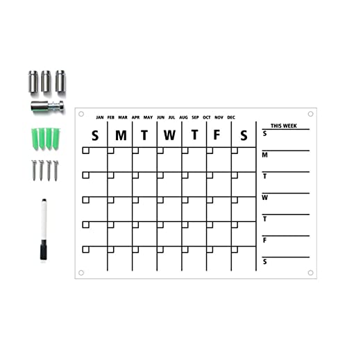 FDFDF Acrylic Board Calendar for Fridge Clear Refrigerator Calendar Weekly Planner Schedule Whiteboard Acrylic