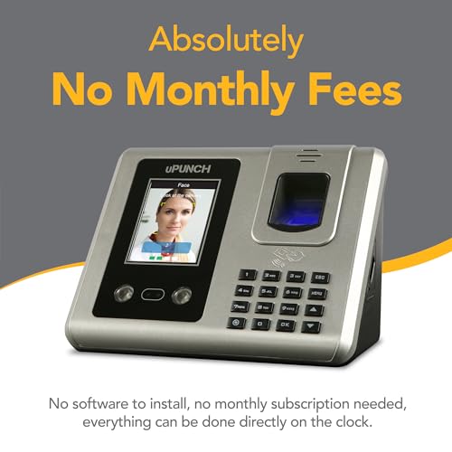 uPunch MK3000 Face Recognition Digital Time Clock for Employees | Small Business Time Tracking System with Keypad, and RFID Options (No Monthly Fee)