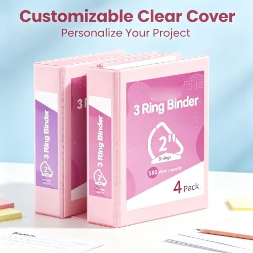 3 Ring Binder 2 Inch,Clear View Binder Three Ring PVC-Free