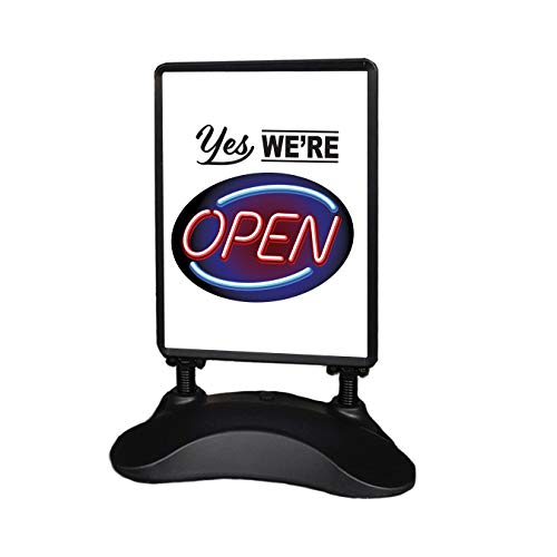 Outdoor Message Board Sidewalk Sign Open Drive Thru Take Out Sign Double Sided Restaurant Business Swinging Sign (WE are Open)