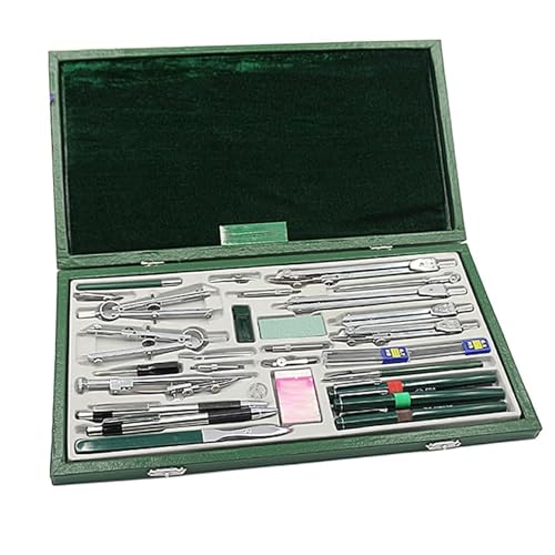 HYffUUOP Professional Drafting Compass for Engineering 30-Piece Math Geometry Kit Bow Compass Geometry with Velvet Case Student Geometry Drawing