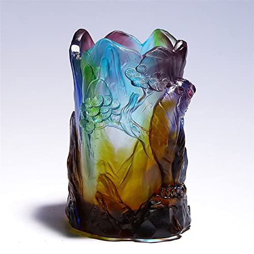 SISWIM Pen Holder Pen Holder Chinese-Style Handmade Glass Pencil Storage Cup Office Desk Decoration Ornaments Study Brush Pencil Storage Pen Holders Pencil Holder Pencil Cup