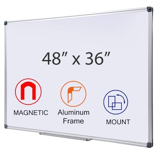 DexBoard Magnetic White Board 48 x 36 Dry Erase Board for Wall