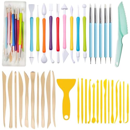 WODHAZNC Clay Tools 41 Sets of Plastic Tool Point Drill Pen Hand-Made Polymer Set