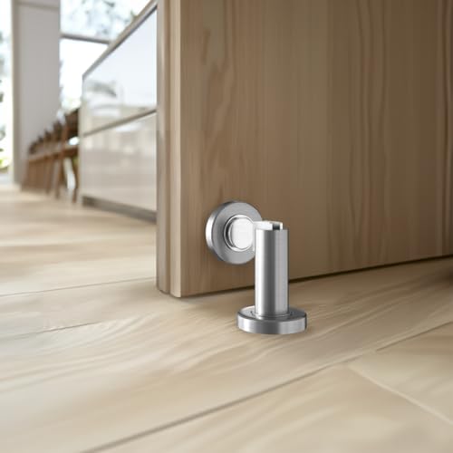 MOD LIGHTING Modern Magnetic Door Stop | Heavy Duty Door Catch Designed for Floor and Wall Mounting, Magnetic Door Holder, Door Stopper Durable Zinc Alloy, 2 Pack (Satin Nickle)