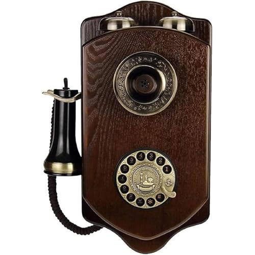 Wall-Mounted Vintage Phone, Retro landline- Corded Phones Wall-Mounted Vintage Phone Telephone with Vintage Rotary Dial and Classic Metal Bell, antique microphone handset Design, for Home Hotel