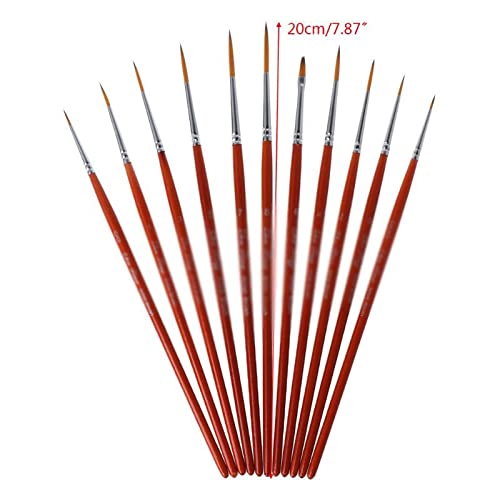 ERoomQ 11 Detail Paint Brush Pointed Miniature Brush for Acrylic Watercolor Oil Drawing Kit