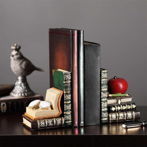 Book Organizer Bookends Office Book Ends for Shelves Stopper Vintage Collection Heavy Duty