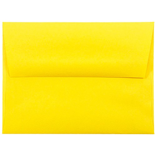 JAM PAPER A2 Colored Invitation Envelopes - 4 3/8 x 5 3/4 - Yellow Recycled - Bulk 500/Box