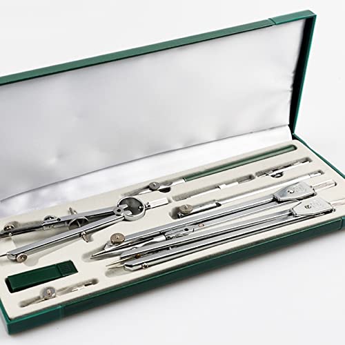 OREKPOT Compass Geometry Tool 9 Piece Math Geometry Toolset Scale Setting Drawing Drawing Tools Set with Storage Case Home School Supplies Compass Set Circle Drawing Tool