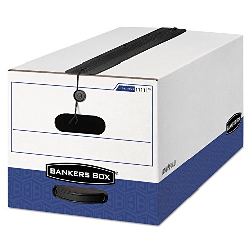 Bankers Box Liberty Plus Heavy-Duty Strength Storage Boxes, Letter Files, 12.25" X 24.13" X 10.75", White/Blue, 12/Carton