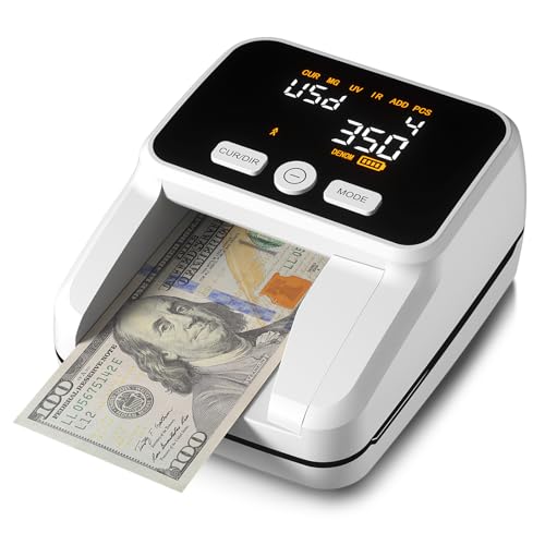 AROHANI Small Auto Counterfeit Bill Detector for USD & EUR, White