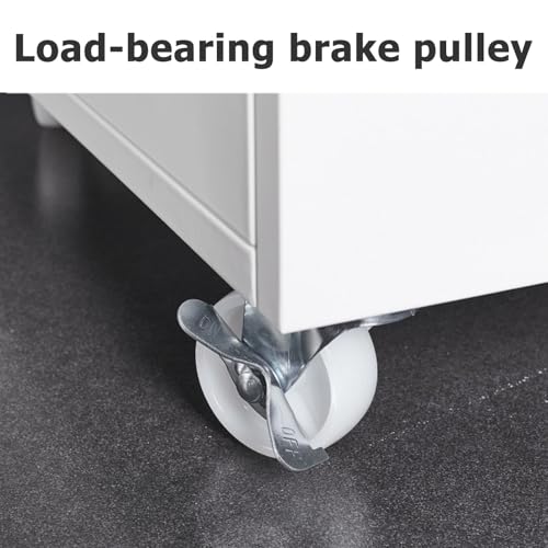 Metal Printer Stand Copier Holder with Wheels, Mobile Printer Tables with Storage Organizer Compartments, Heavy Duty Rolling Printer Cart Paper Storage Shelf, Home Office Storage Cabinet