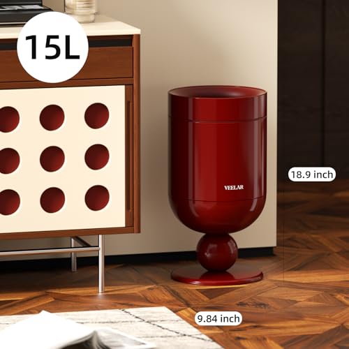 VEELAR 15L/4Gallon Bathroom Trash Can, Top Open Garbage Can