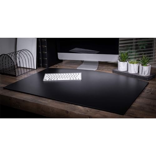 Dacasso Classic Black Leather 34" x 24" Arched Desk Pad - Leather Desk Blotter for Writing - Boardroom Organization & Executive Desk Decor