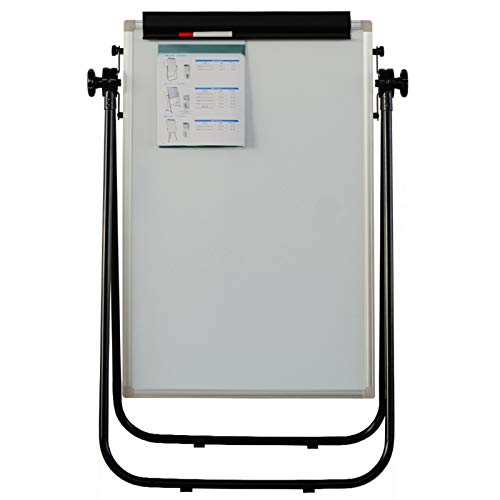CUTPOIY Teaching Blackboard Whiteboard Stand Magnetic Single Side Dry Erase Board Portable U-Shaped Bracket Angle Height Adjustable Flipchart Easel 60X90Cm for Home Office School