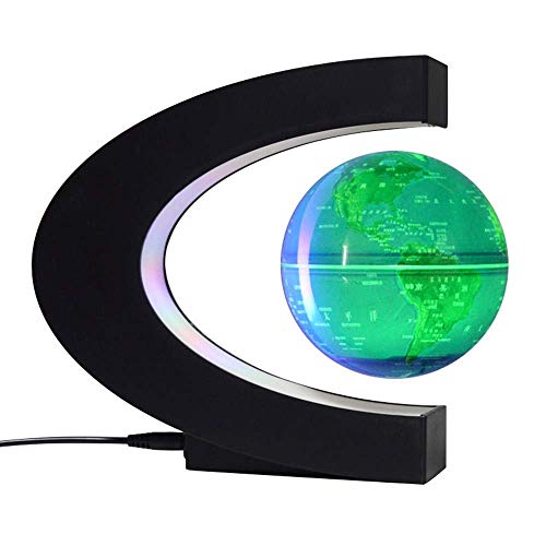 3UOOWWFA Geographical Globe, Floating Globe Levitation Globe Levitation Floating Globe Magnetic World Map Colorful LED Lamp, Gold