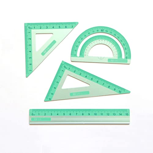 4 Straightedges Aluminum Alloy Straightedge Drawing Measurement Geometric Triangle Ruler Protractor Measuring Tool