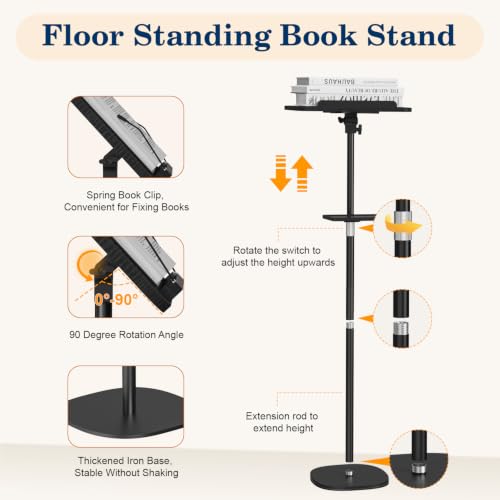 Snughome Portable Lectern Podium Stand with Storage Tray, Black