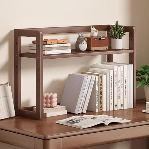 SKVKGPGNET Desk Shelf for top of Desk, Desktop Shelf 2-Tier Display Rack, Desk Shelf Organizer Desktop, Bamboo Shelves for Desk, for Dorm Office(42cm/16in)