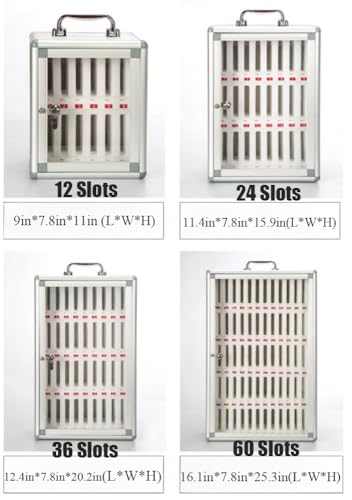 Wcxixo Slots Cell Phone Storage Box Aluminum Alloy Cell Phone Storage Cabinet Wall-Mounted Cell Mobile Phone Lock Box Desktop Classroom Pocket Chart with Handle and Security Lock for Classroom Office