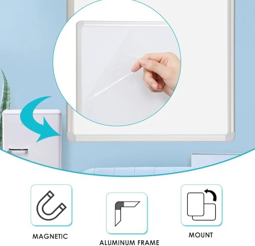 DEVELOP Large Magnetic White Board & Blue Cork Board Combo, 36 x 60 Inch (5' x 3') 2-in-1 Wall Mounted Dry Erase Board, Combination Blue Felt Bulletin Board with Marker Tray
