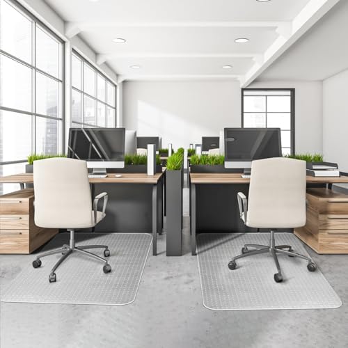 2 Pack Office Chair Mat for Carpets, 48" x 60" Clear Chair Mat for Carpeted Floors, Heavy Duty Under Desk Protector Carpeted Floors Mats, Rolling Computer Floor Mats with Studs for Home and Office