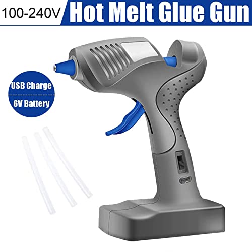 Cordless Hot Glue Gun, Fast Preheating Glue Gun Kit, w/ 3 Multipurpose Glue Sticks, Dual Power High Temp Melt Glue Gun Kit, for DIY Projects, Arts, Crafts, Quick Repairs and Home Decoration