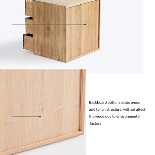 ARGENTFLUX Desktop Storage Box with Drawers-Multi-Layer Drawer Storage Box,Solid Wood Flat File Cabinet,A4 Treatment Storage Cabinet(3 Layer)